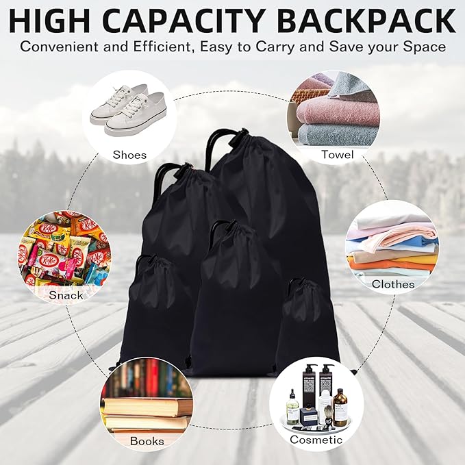 iMucci Upgrade Waterproof Drawstring Bag Sack Nylon Bag Ditty Bag for Gym Traveling, Hiking, Yoga, Shopping