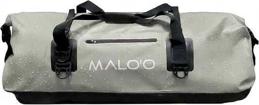 Malo’o Waterproof Dry Duffel, Heavy-Duty Roll Top Waterproof Gear Bag with Shoulder Strap & Molle Loops, Marine Duffel for Kayaking, Boating, Camping, Beach & Travel, Grey, 100L