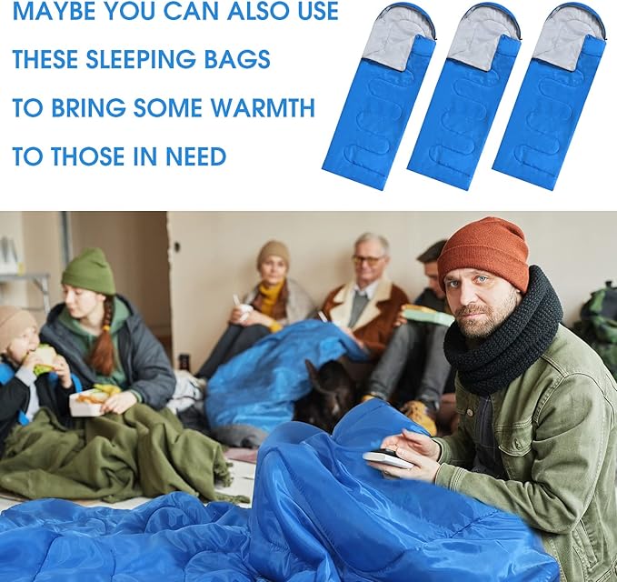 Macarrie 10 Pcs 0 Degree Camping Sleeping Bags Bulk for Adults Cold Weather 4 Season Warm Sleeping Bag with Compression Sack for Homeless Donation Shelter Emergency Hiking