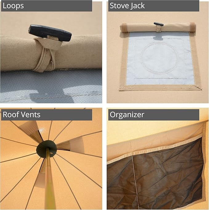 WHITEDUCK Regatta Canvas Bell Tent - w/StoveJack, Waterproof, 4 Season Luxury Camping and Glamping Yurt Tent Outdoor