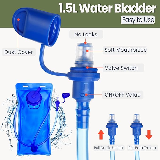 6 Pcs Kids Hydration Backpack with 1.5L Water Bladder Multicolor Kids' Hiking Backpack Hydration Pack Water Rucksack for Boys Girls Cycling Climbing Running