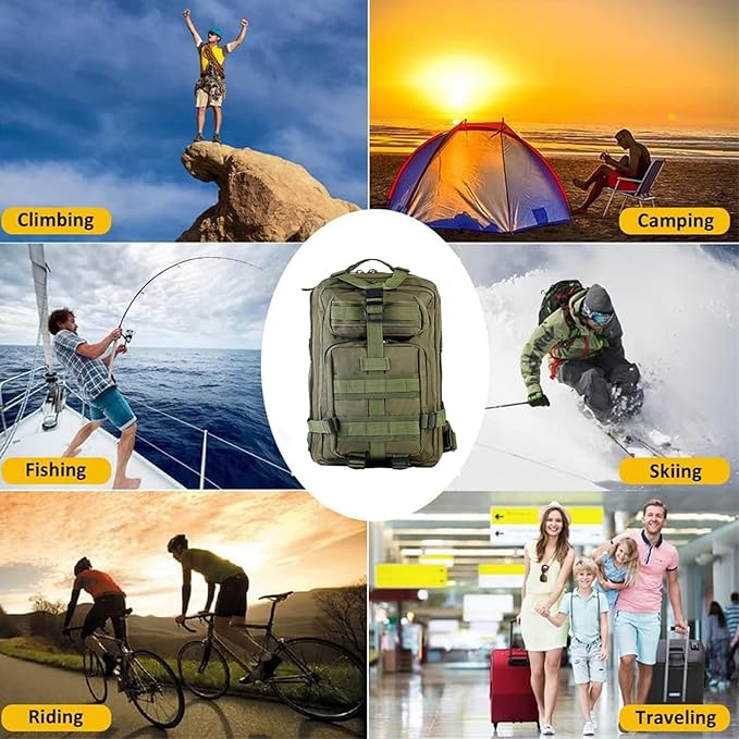 Lawaia Small Tactical Backpack Military Survival Molle Army Go Bag Hunting Gym Rucking Hiking Camping Motorcycle Rucksack With Weights for Men and Women 30L (Green)