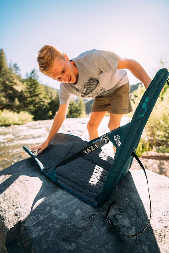 Crazy Creek HEX 2.0 PowerLounger for Day Hiking & Backpacking Trips, 250 LBS Weight Capacity, Adjustable Straps, Compact Design, Water-Resistant, Aleutian Blue/Slate