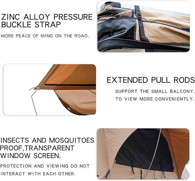 X-BULL Rooftop Tent Truck SUV Camping Rooftop Tent with Ladder,Rooftop Tents for Camping Large Space Suitable for 3-4 People