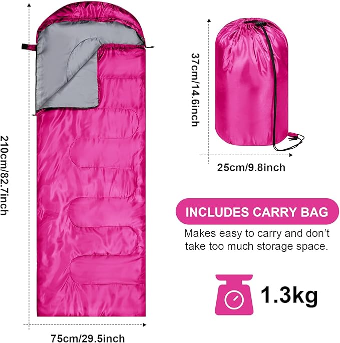 Tudomro 2 Pcs Camping Sleeping Bag for Adults, Lightweight Packable Waterproof Camping Gear Equipment to Keep Warm for Spring Summer Fall Indoor Outdoor Backpacking Hiking Travel