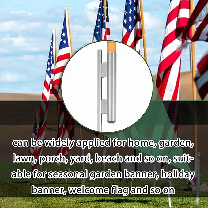fallingstar 4 Pcs 23 Inch Flag Spike Heavy Duty Heavy Duty Ground Spike Flag Pole Ground Stake for Swooper Metal Flag Pole Stakes for Feather Flutter Banner Pole (Silver)