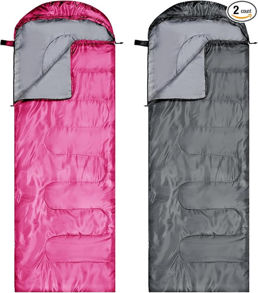 Tudomro 2 Pcs Camping Sleeping Bag for Adults, Lightweight Packable Waterproof Camping Gear Equipment to Keep Warm for Spring Summer Fall Indoor Outdoor Backpacking Hiking Travel