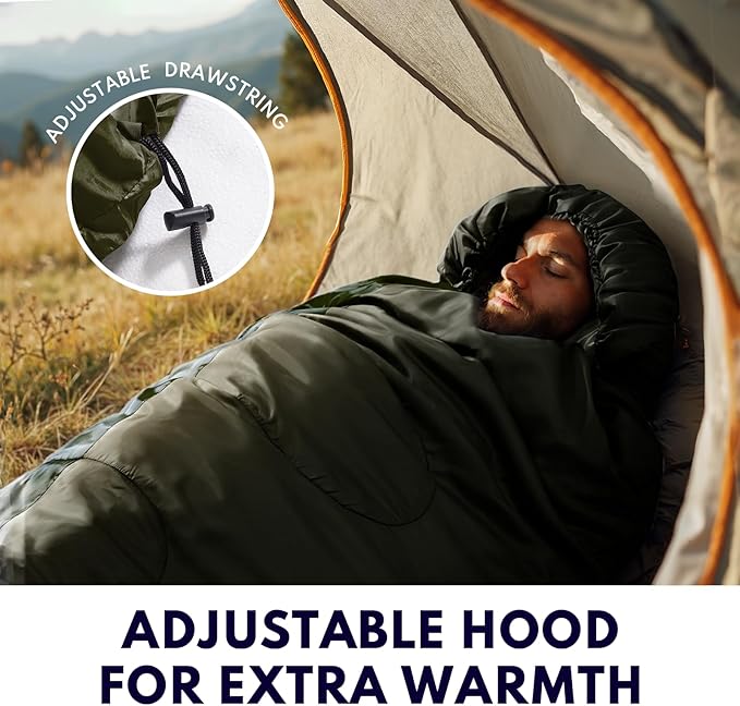 0 Degree XXL Sleeping Bags for Adults Cold Weather,Camping Sleeping Bag with Compression Sack for Winter Hiking, Hunting,Traveling
