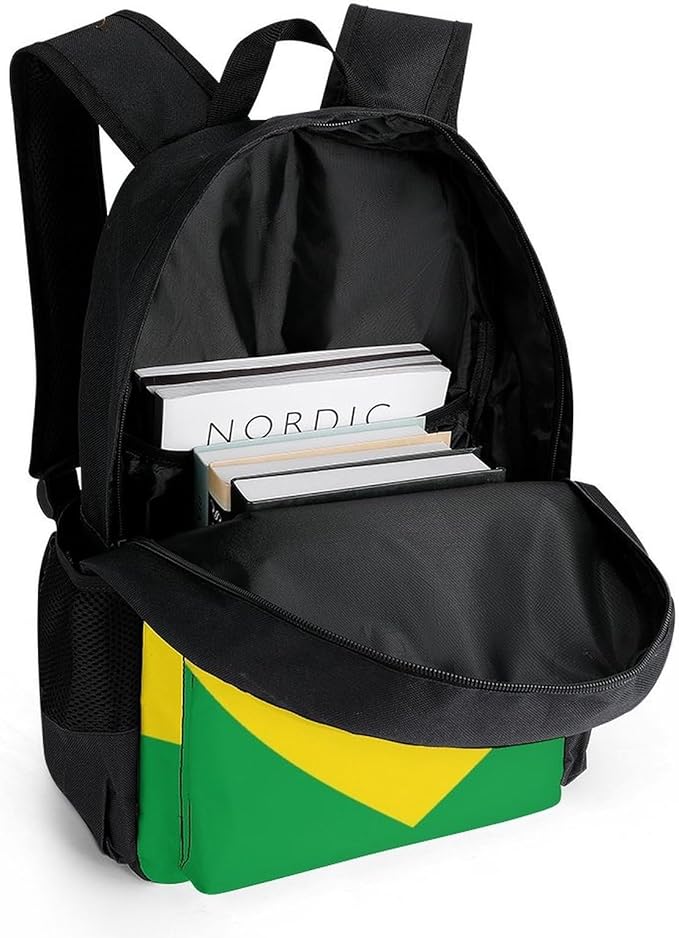 Men Women Polyester Brazilian Brazil Flag Casual Daypack Large Capacity Carry On Bag With Adjustable Shoulder Straps for Camping Work Running