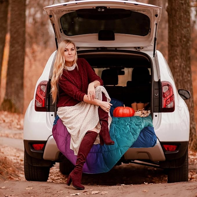 Camping Blanket, Packable Puffy Blanket Down Alternative Blanket Lightweight Windproof Water Resistant for Outdoors,Hiking, Backpacking,Beach,Car,Picnic,Stadium 52x75in