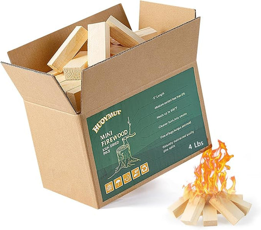 Mini Fire Sticks Wood,5" Lengths Kiln Dried Pine Small Firewood,Barkless Kindling Fire Logs,Fire Pit Accessories Great for Stove Mesa XL,Tabletop Firepit,Pizza Oven Wood,4Lbs