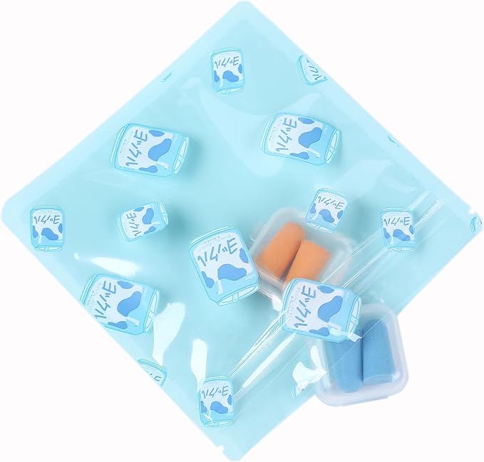 QQ Studio 100 PCS Clear Print Poly Plastic Color Empty Hangover Starter Kit with Resealable Zipper Seal Lock (Japanese Milk, 4.33 inch x 3.94 inch)