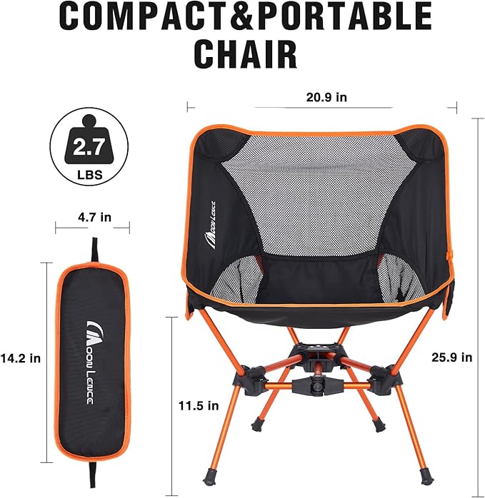 MOON LENCE Portable Camping Chair Backpacking Chair - The 4th Generation Ultralight Folding Chair - Compact, Lightweight Foldable Chairs for Hiking Mountaineering, Beach