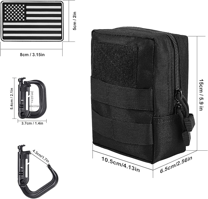 2 Pack Tactical Molle Pouch - Premium Durable Utility Bag for Military, Hiking, Camping, Hunting, EDC & Duty Belts, Backpacks and Vests
