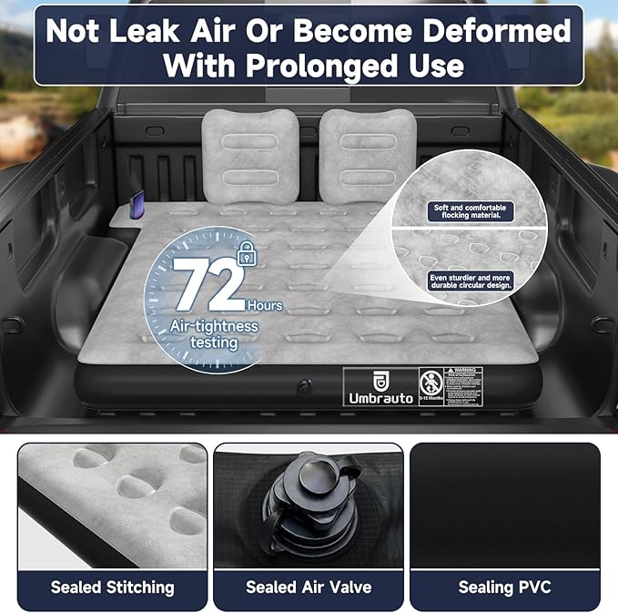 Umbrauto Truck Bed Air Mattress for 5.5-5.8ft Full Size Short Bed, Inflatable Airbed with Pump – Perfect for Autumn Camping, Road Trips, and Outdoor Use