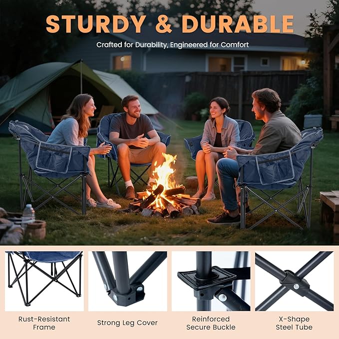 Oversized Heated Camping Chair, Heated Chairs Outdoor Sports with 3 Heat Levels, Portable Folding Heated Outdoor Chair for Lawn Patio Lounge, Battery NOT Included