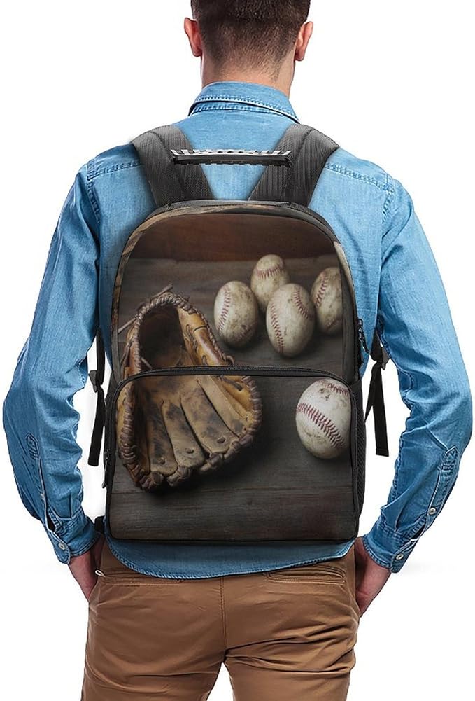 Daypack Backpack Polyester Multipurpose Anti-Theft Retro Baseball Shoulder Bag Big Capacity Gym Outdoor Hiking Backpack With Smooth Zippers