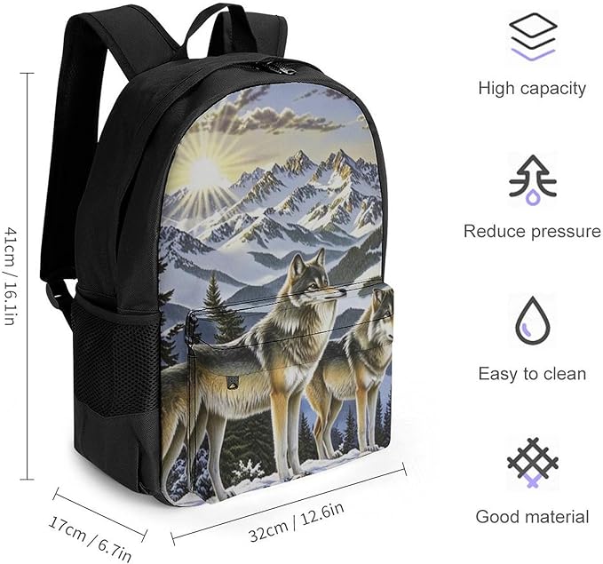 Adults Lightweight Alaska Dog Family Mountain Rucksacks Large Capacity Bookbag With Adjustable Shoulder Straps for Trekking Outdoors Bicycle