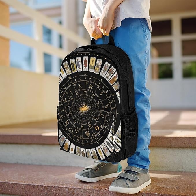 Supdreamc Daypack Polyester Anti-Theft Multipurpose Astrology Tarot Original Art Bookbag Big Capacity Gym Outdoor Hiking Backpack With Adjustable Shoulder Straps
