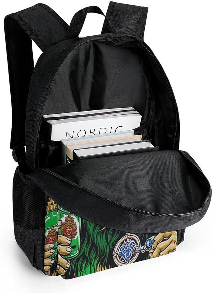 Men Women Lightweight Lion Judah Weedleaf Smoke Art Backpack Large Capacity Bookbag With Smooth Zippers for Gym Business Running