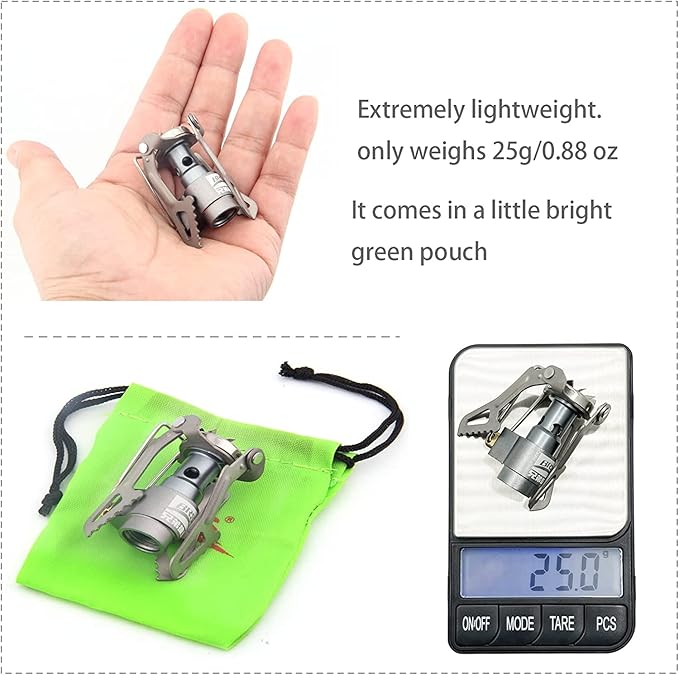 BRS Stove BRS 3000T Stove Titanium Ultralight Backpacking Stove Portable Propane Camping Stove Gas Burner Camp Stove only 26g with Extra O Ring (BRS-3000T Stove)