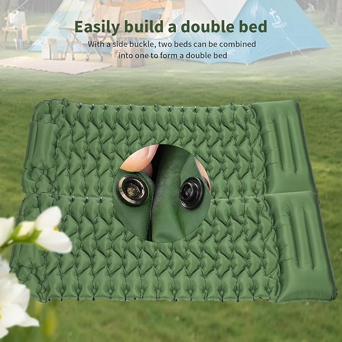 Camping Sleeping Pad,Self Inflating Sleeping Pad with Pillow Built-in Foot Pump, Ultralight Portable Inflatable Sleeping Pads for Outdoor Camping, Backpacking,Hiking,Tents,Includes Carry Bag