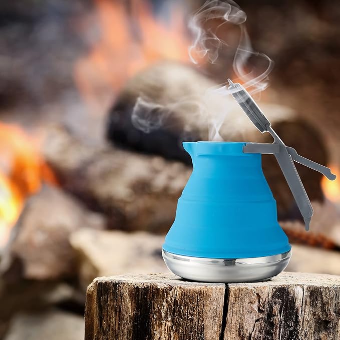 Geiserailie 1.5l Portable Collapsible Kettle Camping Pot Collapsible Tea Kettle for Hiking Travel and Outdoors