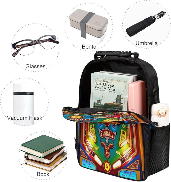 Rucksacks Lightweight Multipurpose Anti-Theft Cartoon Pinball Orange Shoulder Bag Big Capacity Laptop Book Bag Rucksack With Padded Straps