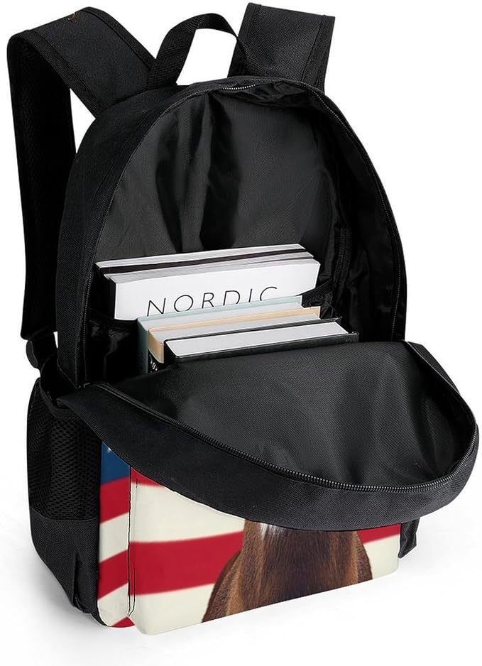 Supdreamc Lightweight Backpack for Gym Travel Bicycle, Big Capacity Multipurpose Anti-Theft Carry On Bag, American Hunting Deer Flag Travel Hiking Bag Day Pack