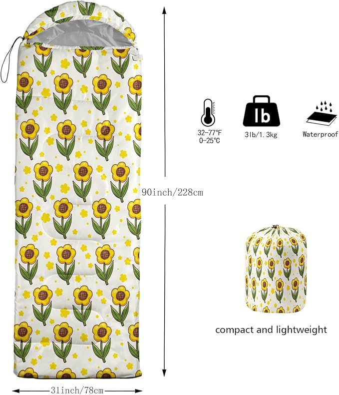 AILONEN Kawaii Puppy Sleeping Bag for Kids Boys Girls,Warm and Cool Weather,Lightweight,Waterproof Backpacking,Cartoon Cute Dog & Duck Animal Themed Blue Sleeping Bag for Camping