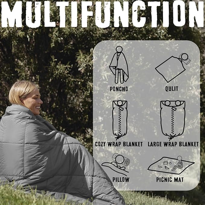 3M Thinsulate Insulation Puffy Camping Blanket for Cold Weather, Queen Size Warm Camping Quilt with Zipper, Waterproof Outdoor Sleeping Bag for Hammock, Cozy & Versatile Gift for Men and Women