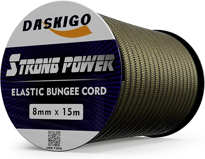 Elastic Bungee Shock Cord 3-8mm (Army Green, 5/16'' x 50FT)
