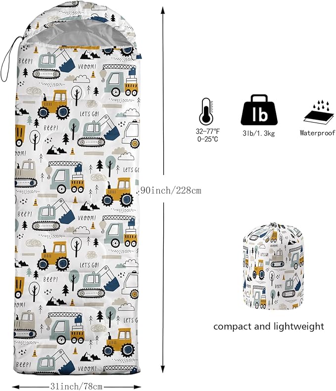 AILONEN Boys Sleeping Bag for Camping,Nautical Anchor,Lightweight & Waterproof,3 Season Warm & Cool Weather,Navy Blue Sleeping Bags for Kids Men Travelling,Outdoors