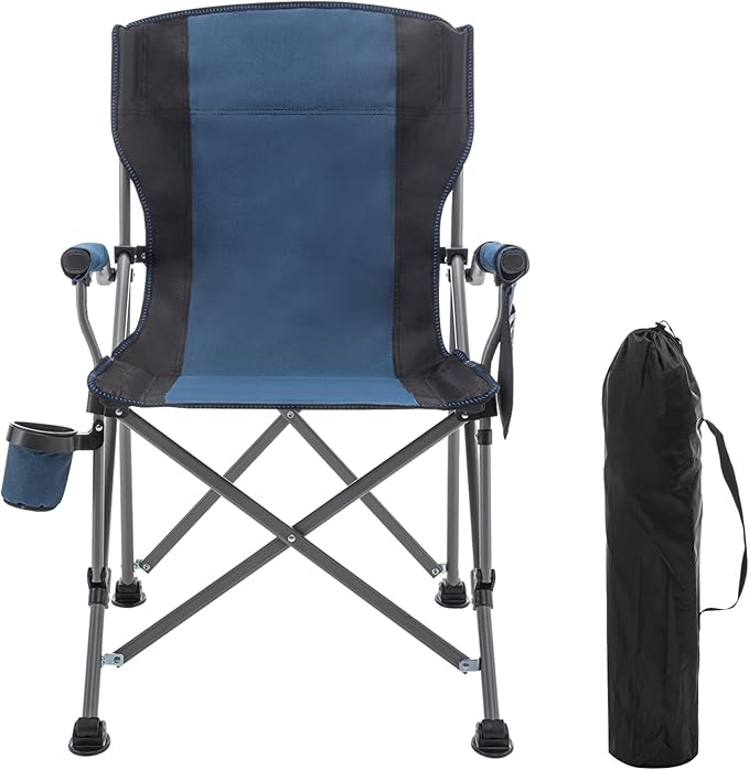 Fishing Chair Camping Chairs Foldable Lawn Beach Portable Campact Chair with Side Pockets and Cup Holder for Adults