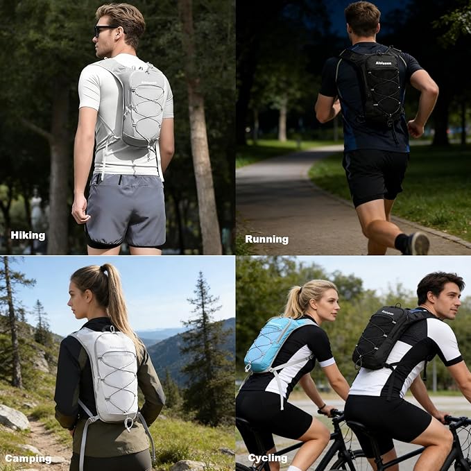 Hiking Hydration Pack Running Backpack Daypack Vest for Women Men,Lightweight Hydration Packs Cycling Biking Trail Race Rave Marathon (with 2L Water Bladder)