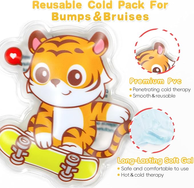 Kids Ice Packs for Boo Boos, 3 Packs Toddler Gel Ice Packs for Injuries Reusable, Hot Cold Compress for Children's Fever Pain Relief, Wisdom Teeth, First Aid, Bumps & Bruises