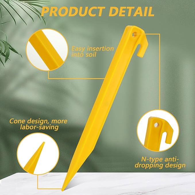 80 PCS Plastic Tent Stakes 9 Inch Heavy Duty Tent Pegs Spike Hook for Camping Outdoor Sand Beach Halloween Christmas Garden Lawn Stakes, Light Safe Tent Stakes Sturdy Canopy Stakes Accessories