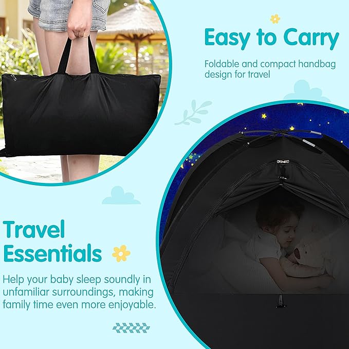 Blackout Tent for Pack and Play - Sleep Pod with Light-Blocking - Portable Pack N Play Blackout Cover for Travel Crib/Mini Crib/Palyards