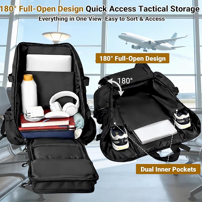 Lightweight Tactical Backpacks with Laptop Compartment for Men 40L EDC MOLLE Military Style 17 in Computer with Cup Holder Travel Hiking Daypack
