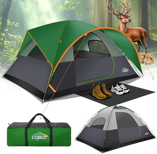 COBIZI 4-6-8-10 Person Camping Tent, Spacious Family Tents for Camping Ideal, Hiking, 3500mm Waterproof Double-Layer Windproof Tent for Hiking & Backpacking