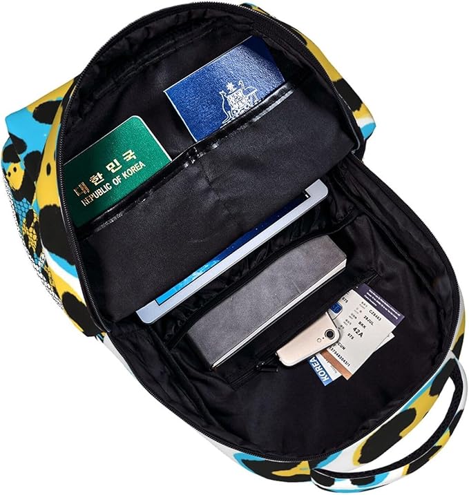 Backpack Anti-Theft Multipurpose Large Capacity Carry On Bag, Leopard Wild Animal Pattern Camping Outdoor Backpack With Side Pockets