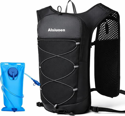 Hiking Hydration Pack Running Backpack Daypack Vest for Women Men,Lightweight Hydration Packs Cycling Biking Trail Race Rave Marathon (with 2L Water Bladder)
