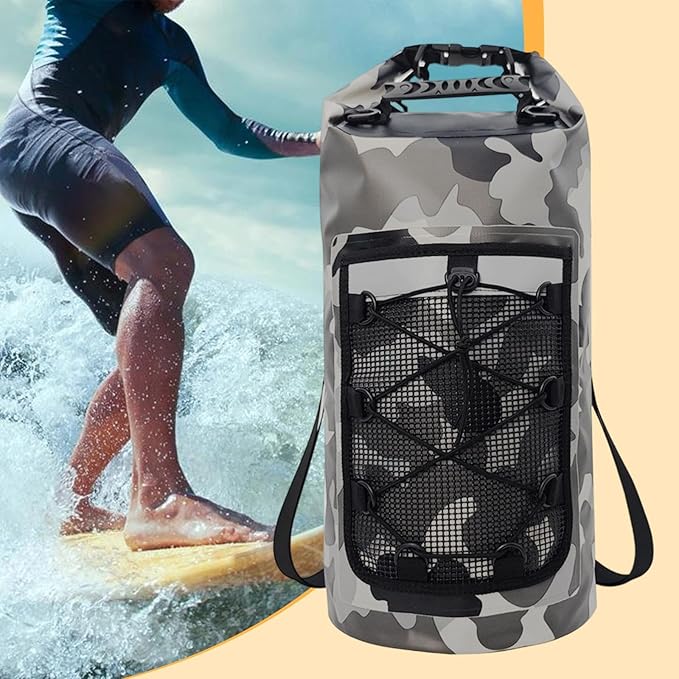 Yiju Waterproof Dry Bag Backpack Durability Lightweight Multifunctional Storage Bag for Travel Boating Camping Hiking, Gray
