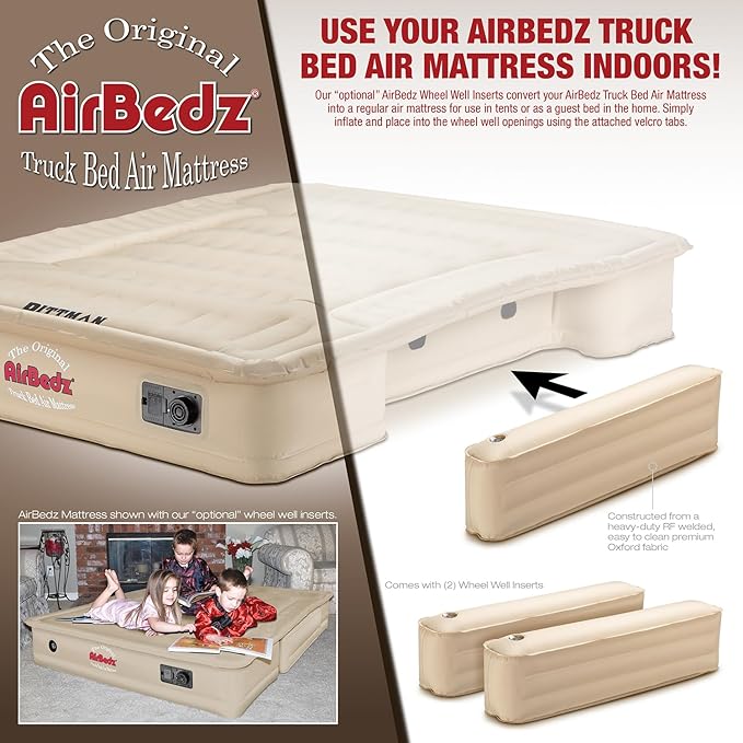 Pittman Outdoors PPI-TAN_AC5 AirBedz Original Tan Truck Bed Air Inflatable Wheel Well Side Inserts | Fits PPI-501 Through PPI-504