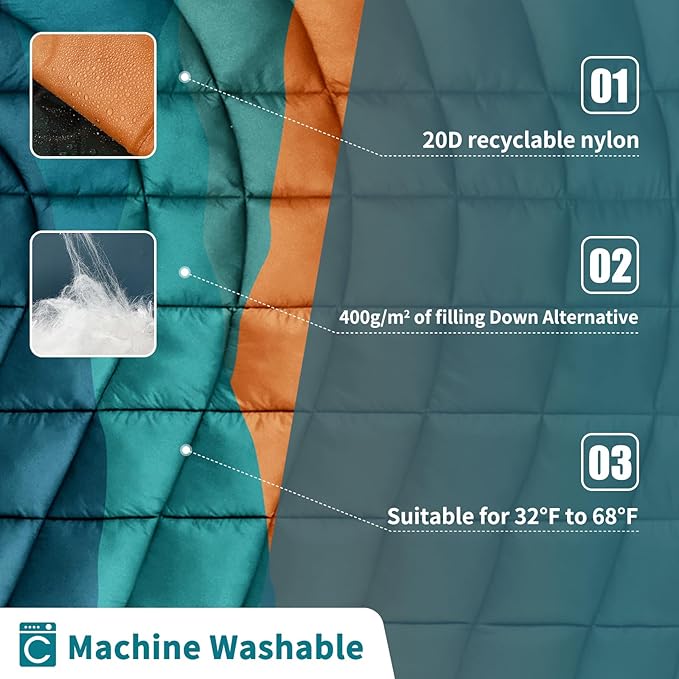 Camping Blanket,Lightweight Puffy Printed Camping Blanket Packable Outdoor Blanket for Camping,Traveling, Stadium, Hiking, Picnics