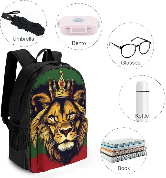 Supdreamc Rucksack Anti-Theft Multipurpose Large Capacity Carry On Bag, Rasta Flag Lion Splatter Painting Travel Hiking Bag Day Pack With Side Pockets