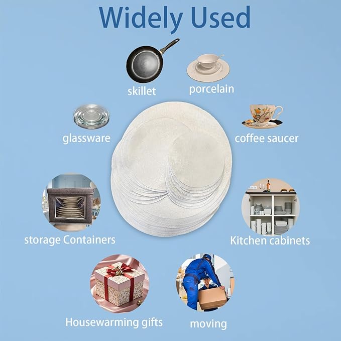 Felt Plate Dividers, 72 PCS Soft Premium Plate Protectors for Stacking Cookware Storage, Washable & Reusable Separators Pads for Stacking & Protection, 24 Each of 10/6/4.5 inch