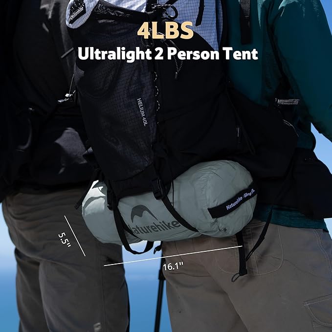Naturehike Giling 1/2 Person Backpacking Tent 4 Season Lightweight Tent for Hiking & Bikepacking Easy Setup 3000mm Waterproof Ultralight CampingTents for Outdoor Cycling