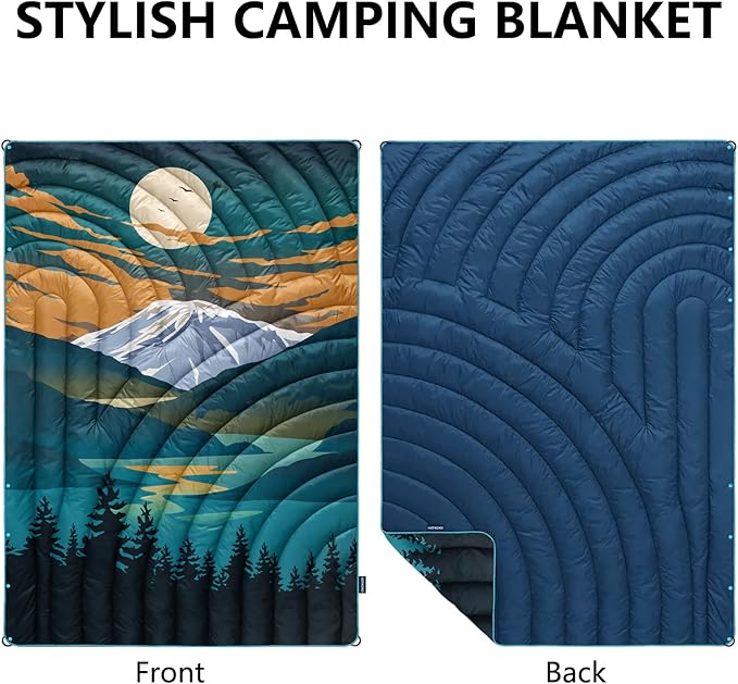 Camping Blanket,Lightweight Puffy Printed Camping Blanket Packable Outdoor Blanket for Camping,Traveling, Stadium, Hiking, Picnics