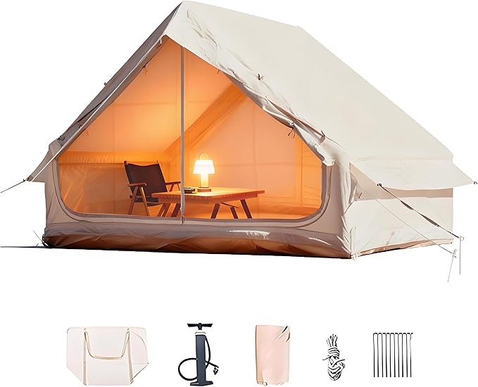 2025 Upgraded Waterproof Inflatable Camping Tent for 5-8 People, No Assembly Needed Luxury Glamping House, Oxford Fabric Inflatable Camping Tents with Hand Pump